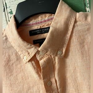 Banana Republic Men's Peach Linen Shirt Size Medium